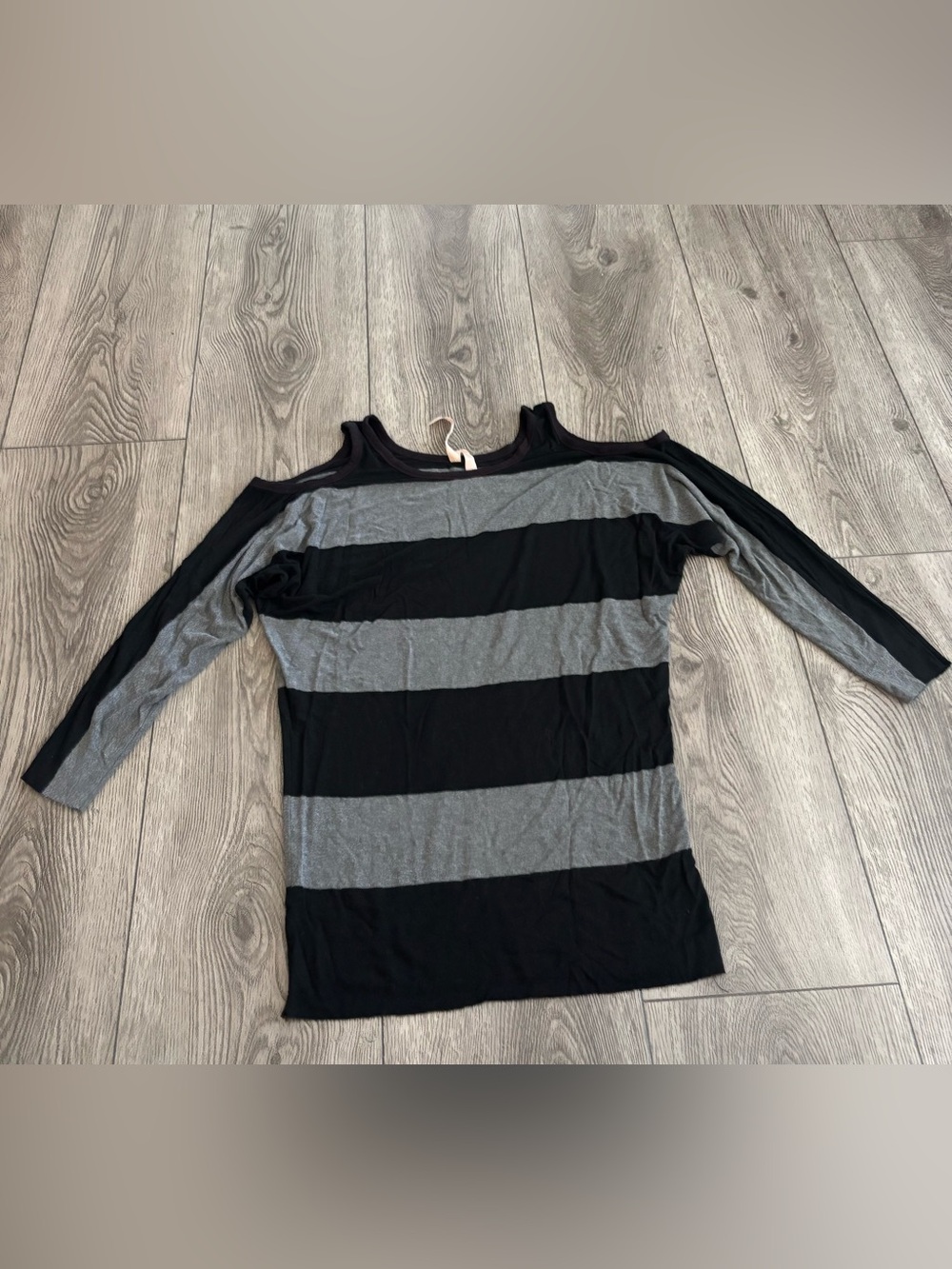 Bailey 44 Striped Cold-Shoulder Top - Black & Gray
